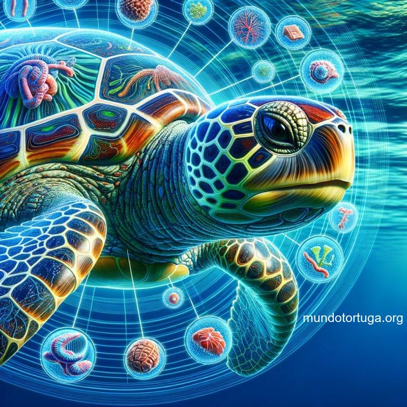 foto de una majestuosa tortuga caguama nadando en aguas cristalinas rodeada por representaciones hologrficas de sus rganos internos los rganos br