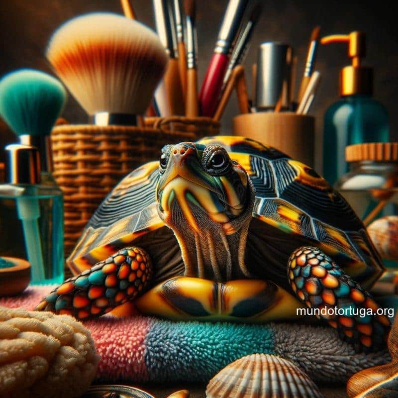 foto de una tortuga en primer plano con un resplandor brillante y colorido alrededor mostrando partes de su caparazn que parecen ms limpias y reluc